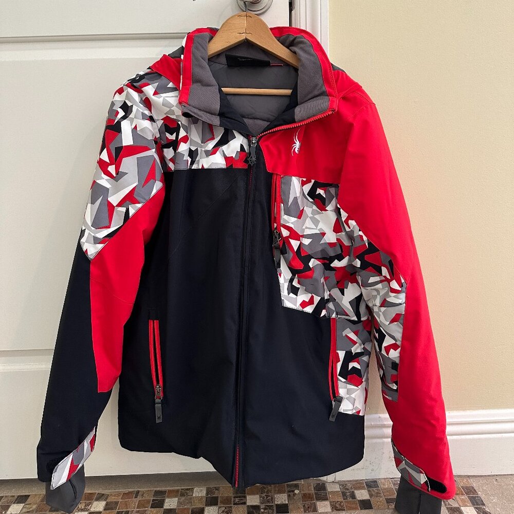 SPYDER Boys Ski Snowboard Coat Jacket Winter, Red Black White, Size 20